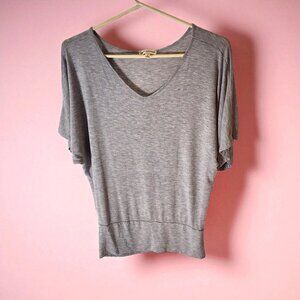 Zenana Outfitters Heather Gray Batwing Sleeve Knit Top–Soft Stretchy Lounge Fit